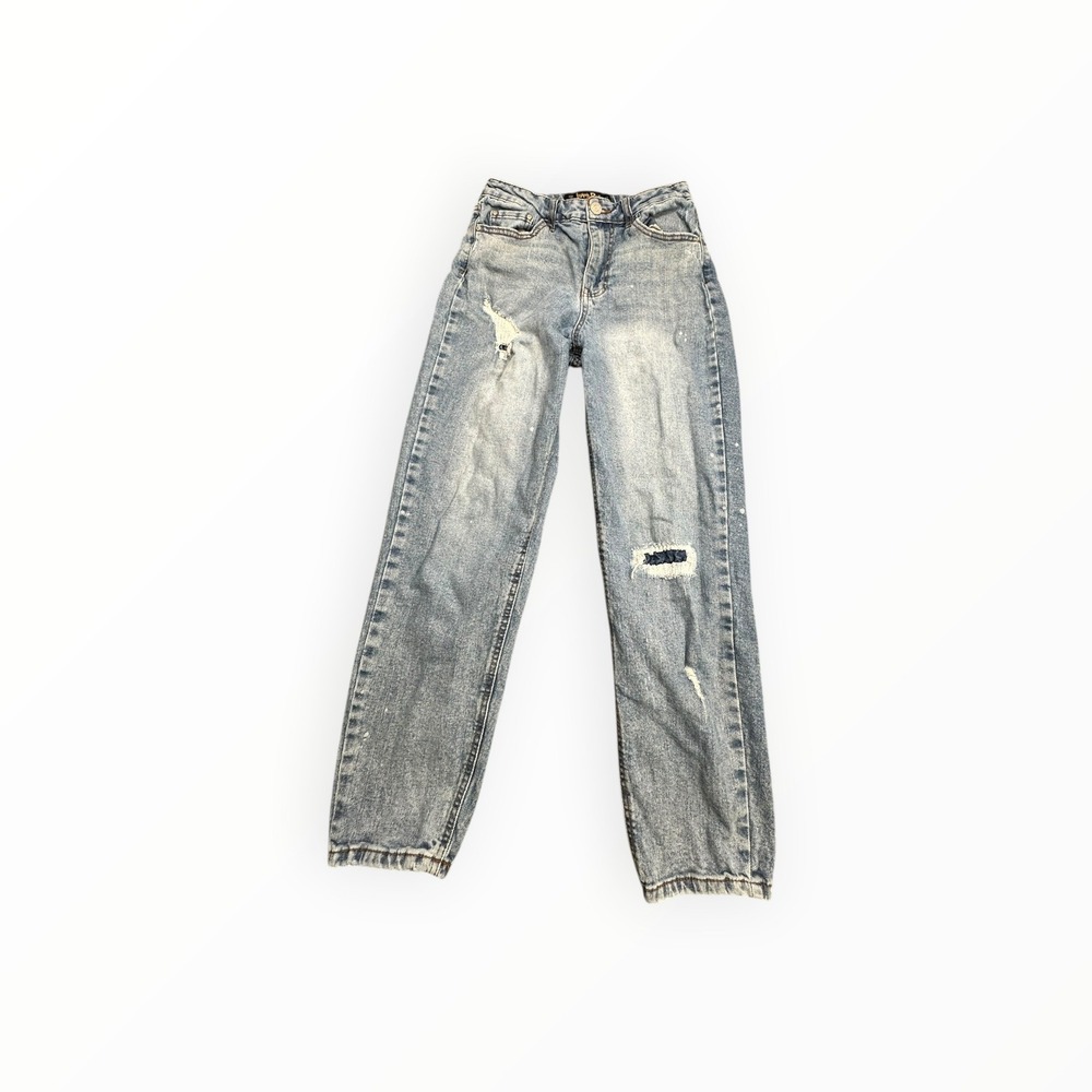 Indigo Rein Jeans Womens 7‎ Blue Light Wash Distressed Straight High Rise 27x27